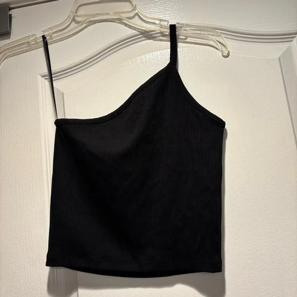 MADEWELL One Shoulder Tank Spaghetti Strap Top Black Size S - Picture 4 of 8